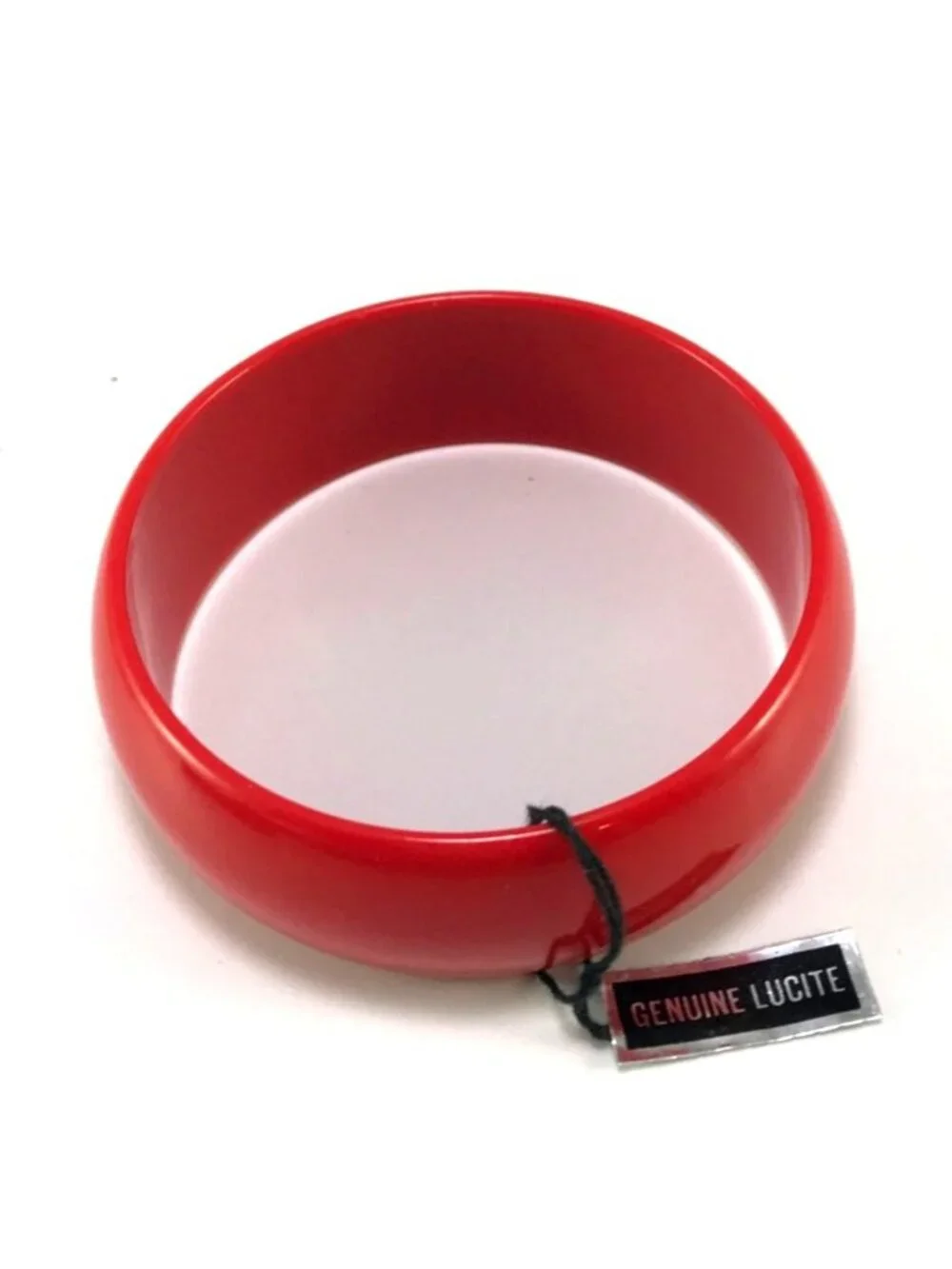 New With Tag Wide Cherry Red Lucite Bangle Bracelet  Glows Bright Orange Under U